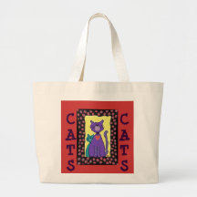 Funky Purple Cat & Kitty - tote bag