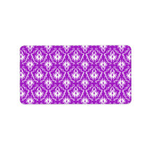 Funky Purple Damask Pattern with White. Custom Address Label