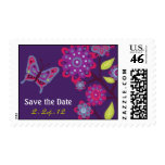 Funky Purple Flowers Wedding postage