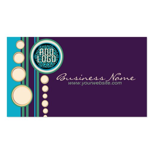 Funky Purple Green & Blue w/ Logo Business Card te (back side)
