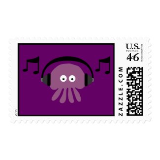 Funky Purple Jellyfish DJ Customizable Party stamp