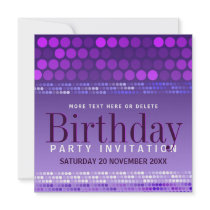 Funky Purple Pink Party Birthday Invitation