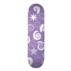 Funky Purple Stars and Swirls Fun Pattern Gifts Skate Boards