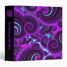 Funky Purple Swirl Fractal Art Pattern Binder