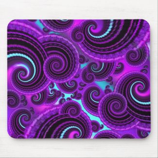 Funky Purple Swirl Fractal Art Pattern Mousepad