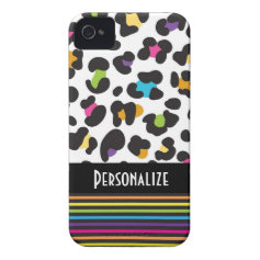 funky rainbow leopard print pattern iPhone 4 Case-Mate cases