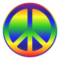 Funky Rainbow Peace Symbol Stickers
