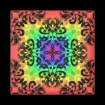 Funky rainbow square damask magnets