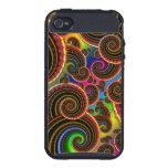 Funky Rainbow Swirl Fractal Art Pattern iPhone 4 Covers