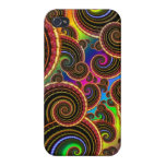 Funky Rainbow Swirl Fractal Art Pattern iPhone 4/4S Covers