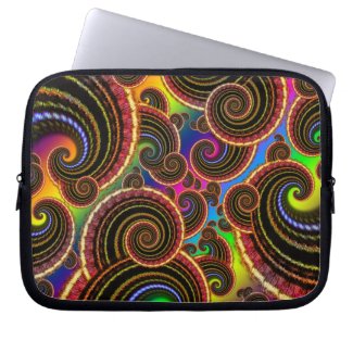 Funky Rainbow Swirl Fractal Art Pattern Laptop Computer Sleeves