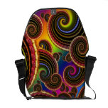 Funky Rainbow Swirl Fractal Art Pattern messenger bags
