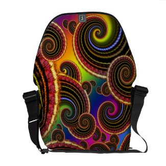 Funky Rainbow Swirl Fractal Art Pattern Commuter Bag