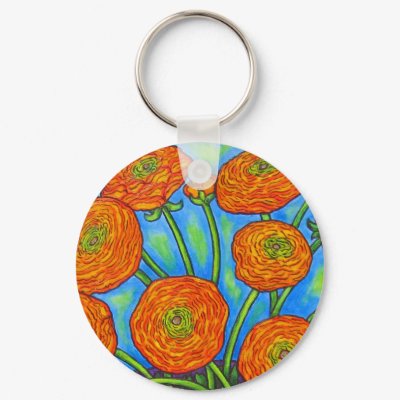 Funky Ranunculus Bouquet Key Chain by LisaLorenzPaintings