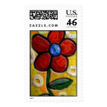 Funky Red Flower - postage stamp
