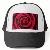 Funky Red Hypnotic Swirl Art hats