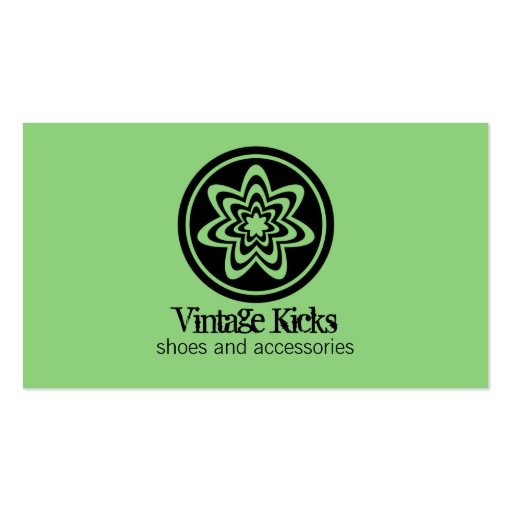 Funky Retro Bloom Business Card, Kelly Green (front side)