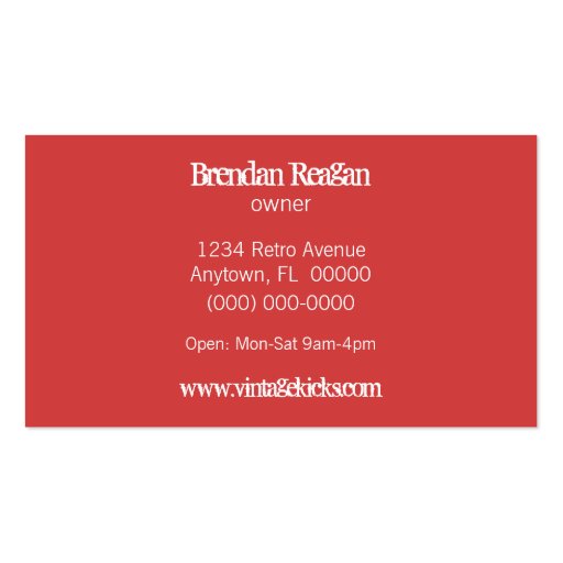 Funky Retro Bloom Business Card, Red (back side)