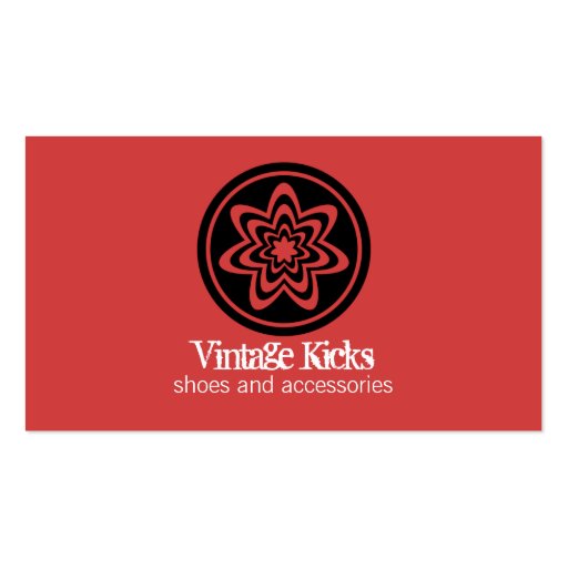 Funky Retro Bloom Business Card, Red