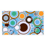 Funky Retro Circles Pattern Teal Aqua Brown Business Card Template