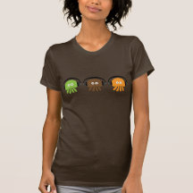 Funky Retro DJ Jellyfish With Headphones Brown T-shirt