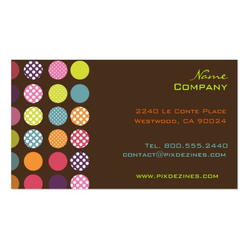 Funky retro dots dots/ DIY background color Business Card Template (front side)