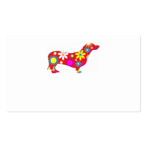 Funky retro floral dachshund dog business card (front side)