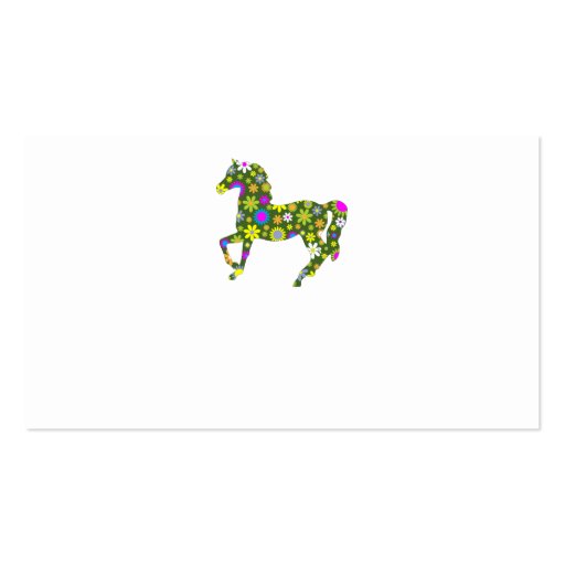 Funky retro floral prancing horse business card (front side)