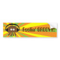 Funky Retro Jellyfish With Headphones Psychedelic bumper stickers