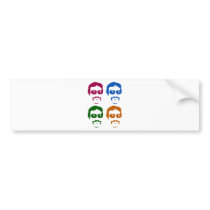 Funky Retro Mustache Man Bumper Sticker