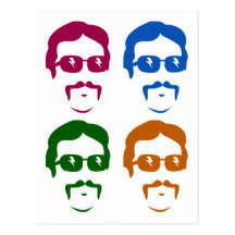 Funky Retro Mustache Man Post Card