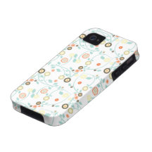Funky Retro Spring Flowers Red White Blue Yellow Vibe iPhone 4 Cover