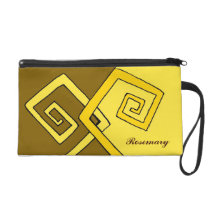 Funky Retro Yellow Lines Brown and Yellow Wristlet at Zazzle