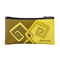 Funky Retro Yellow Lines Brown Yellow Cosmetic Cosmetics Bags at  Zazzle