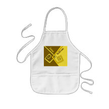 Funky Retro Yellow Lines Brown Yellow Kids Crafts Aprons