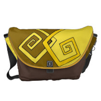 Funky Retro Yellow on Brown Yellow Large Messenger Courier Bags  at Zazzle