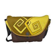 Funky Retro Yellow on Brown Yellow Med Messenger Courier Bags at  Zazzle