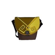 Funky Retro Yellow on Brown Yellow Mini Messenger Messenger Bags  at Zazzle
