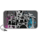 funky rocker drummer vector illustration portable speakers