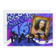 Funky Sassy Sweet 16 Photo Party Invitation invitation
