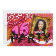 Funky Sassy Sweet 16 Photo Party Invitation invitation