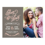 Funky Script Wedding Save The Date postcards