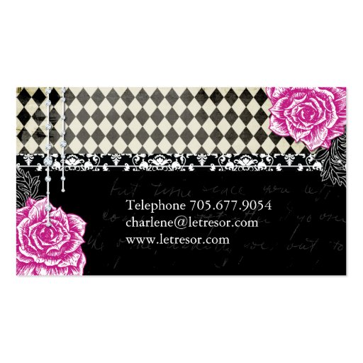 Funky Shabby Chic Argyle Business Cards (back side)