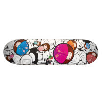 Funky Skateboard with Japanese Kokeshi Dolls skateboards