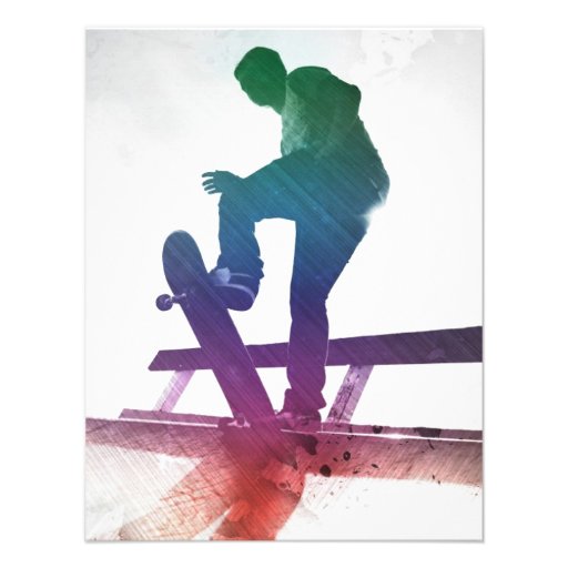 Funky Skateboarder Skate Kid Personalized Invite