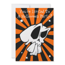 Funky Skull Halloween Party Invitation