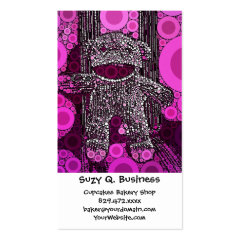 Funky Sock Monkey Circles Bubbles Pop Art Business Cards
