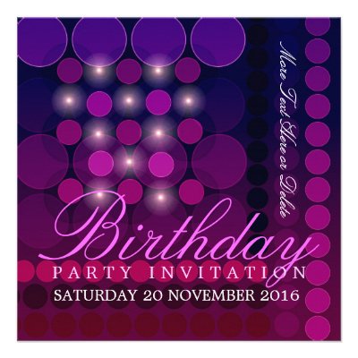 Funky Sparkle Disco Party Birthday Invitations