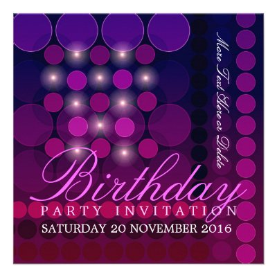 Funky Sparkle Disco Party Birthday Invitations