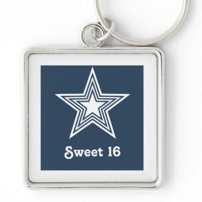 Funky Star Sweet 16 Keychain, Dark Blue